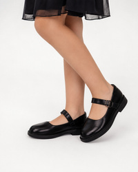 Buty Eleganckie Dziecięce APAWWA Baleriny Skórzana Wkładka Czarne