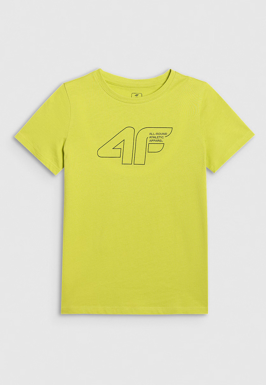 Koszulka Chłopięca 4F T-shirt Z Logo Ciemny Limonkowy 4FJWAW25TTSHM2417