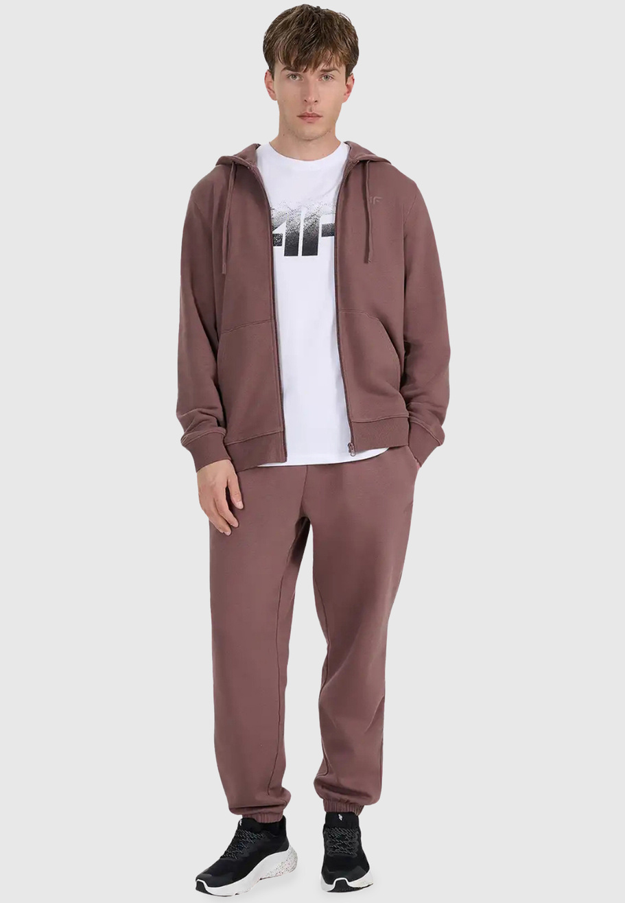 Bluza Męska 4F Rozpinana Sportowa Z Kapturem Brązowa 4FWAW25TSWSM1982