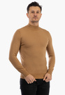Sweter Męski Półgolf Elegancki Dopasowany Klasyczny Camel