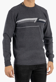 Sweter Męski Klasyczny Elegancki Wygodny Okrągły Dekolt Granatowy MUST