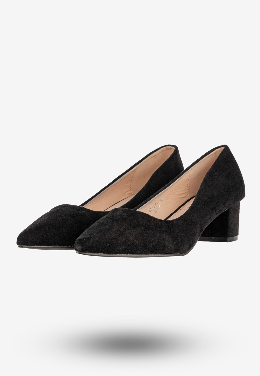 Czółenka Damskie Eleganckie Buty Na Klocku Niskie Czarne Goodin GD-OD-29