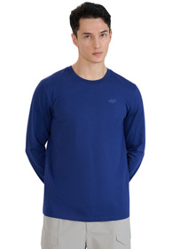 Koszulka Męska 4F Sportowa Bawełniana Longsleeve Regular Casual Granatowa 4FWMM00TLONM432