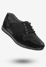 Półbuty Damskie Buty Skórzane Sneakersy Czarne DK FJL160084