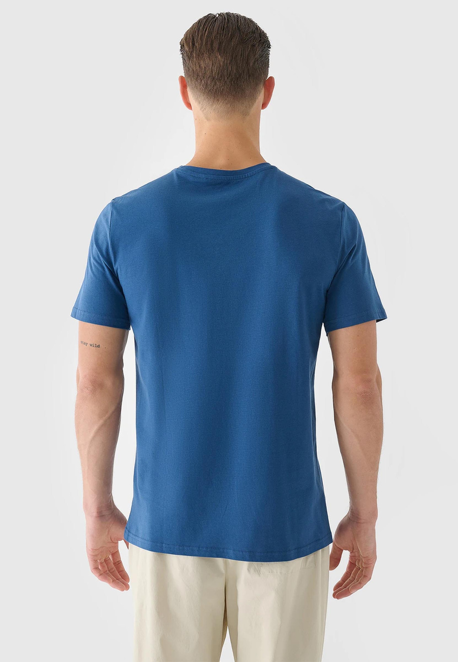 Koszulka Męska 4F Niebieski Sportowy T-shirt Regular 4FWSS24TTSHM1887