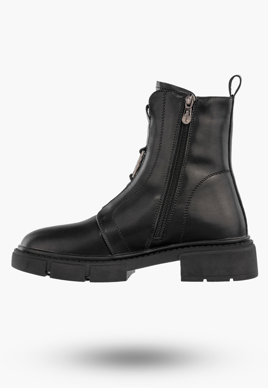 Trapery Damskie Skórzane Buty Na Zimę Ocieplane Botki Czarne Filippo DBT6524/25BK