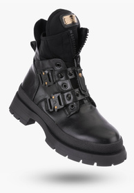 Botki Damskie Czarne Wsuwane Trapery A7607-BLACK