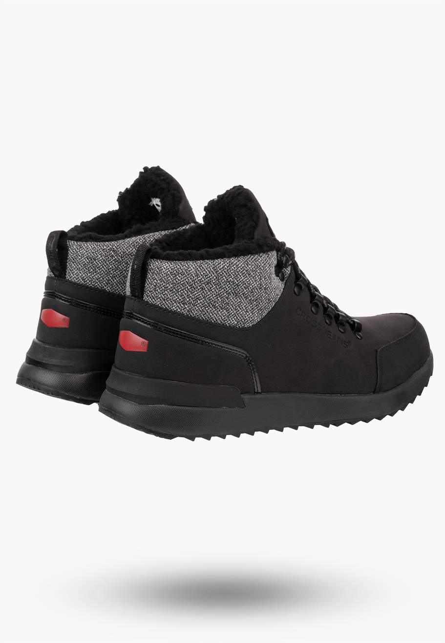 Buty Męskie Cross Jeans Trzewiki Czarne Ocieplane EE1R4113C