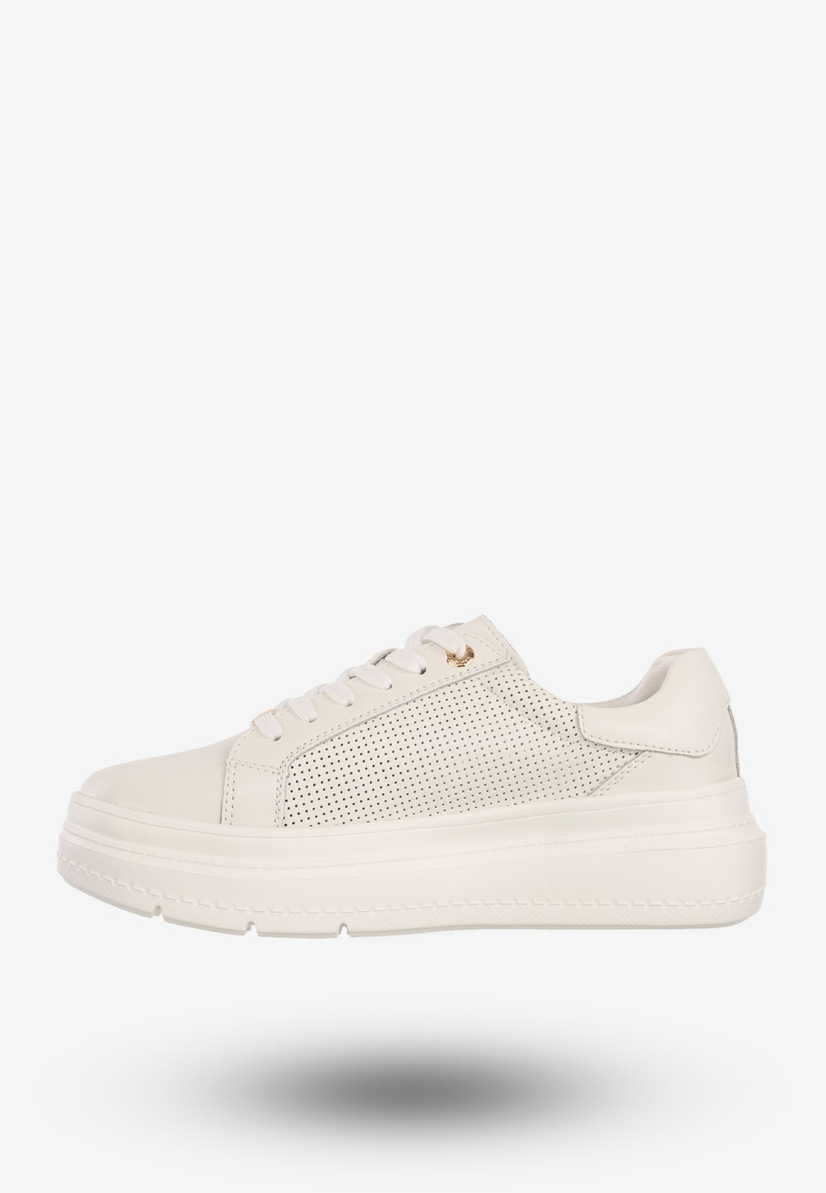 Sneakersy Damskie Skórzane Buty Na Platformie Półbuty Białe Filippo