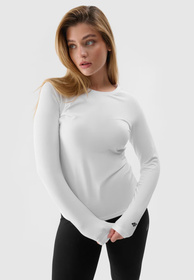 Longsleeve Damski 4F Slim Gładki Koszulka z Długim Rękawem Biała 4FWSS24TLONF218