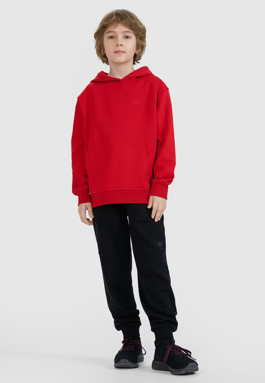 Bluza Chłopięca 4F Dresowa z Kapturem Oversize Czerwona 4FJWSS25TSWSM1852