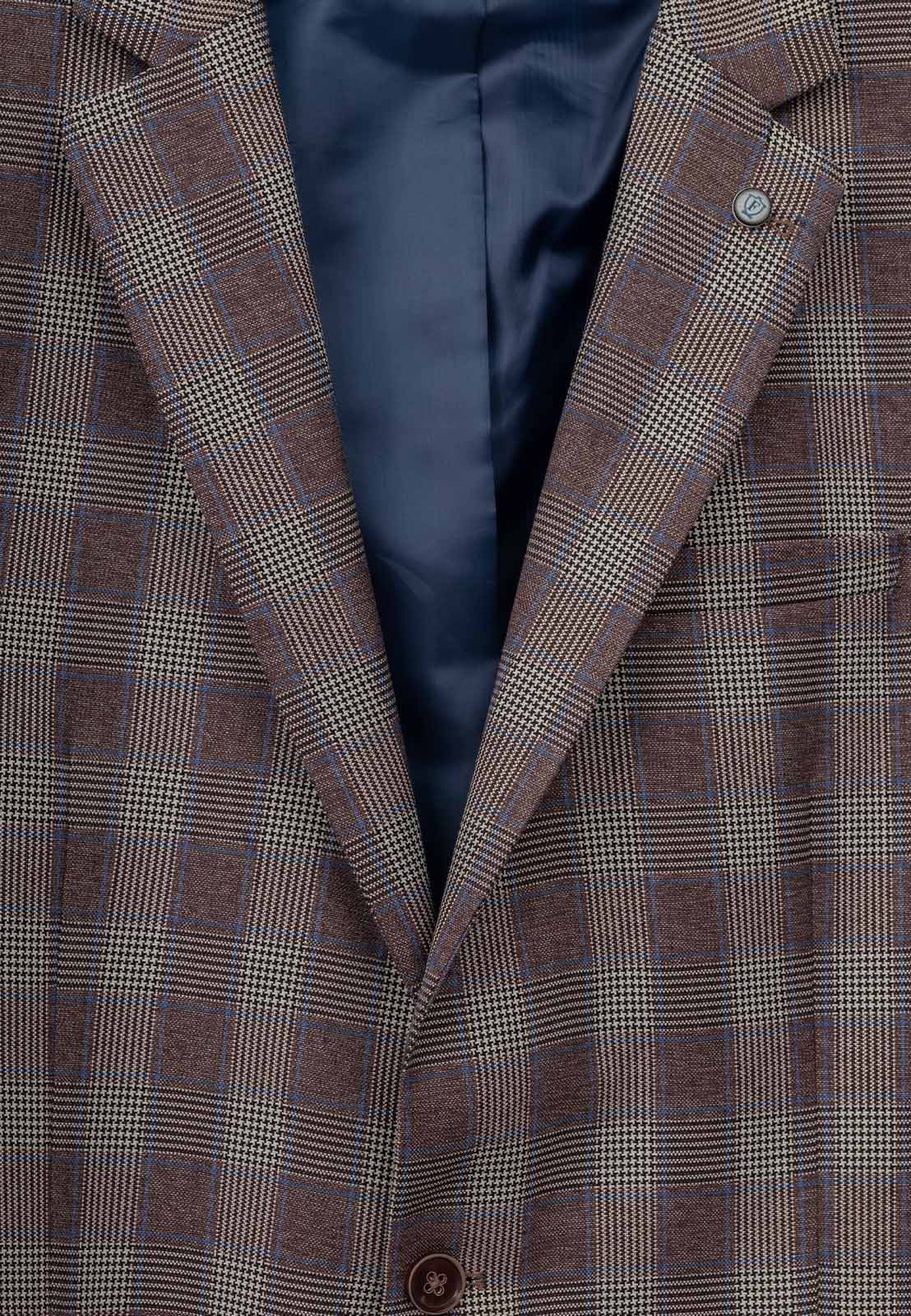 Marynarka Męska Frappoli Slim Fit Bawełniana Elegancka W Kratę Bordowa