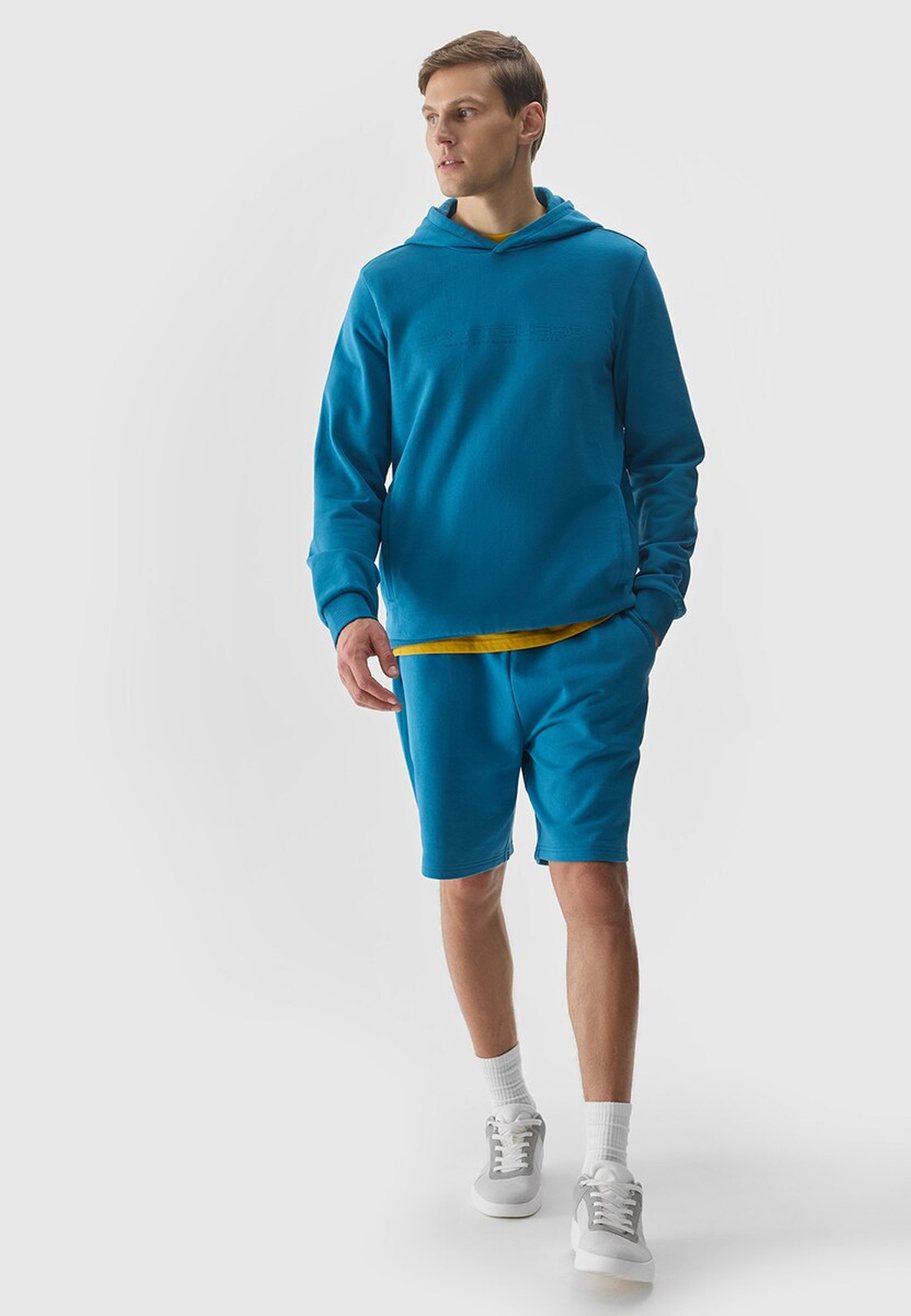 Bluza Męska 4F Z Kapturem Nieocieplana Sportowa Regular Niebieska 4FWSS24TSWSM0948