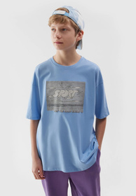 Koszulka Chłopięca 4F T-shirt Niebieski z nadrukiem 4FJRSS24TTSHM1644