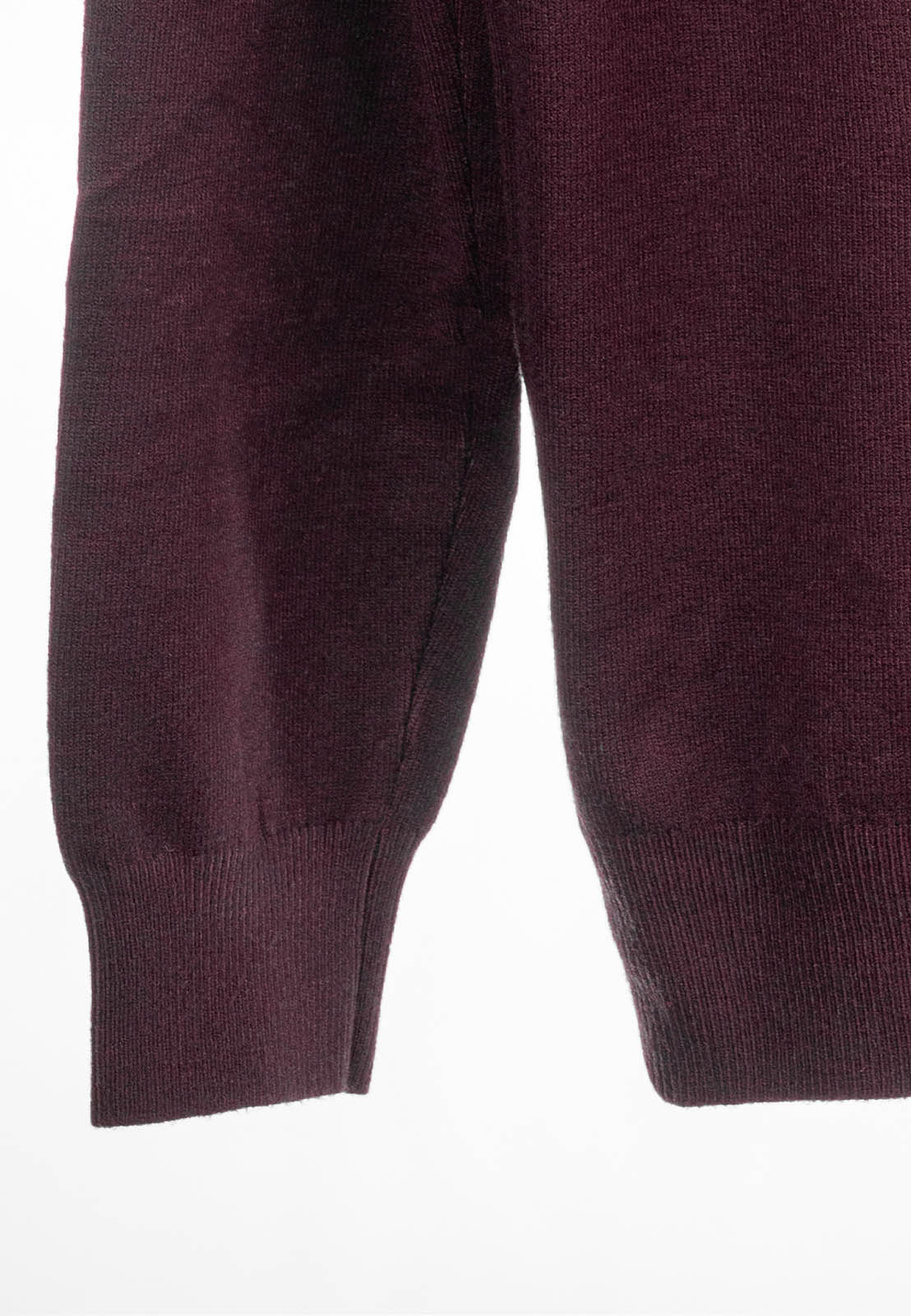 Półgolf męski Slim Fit mocno dopasowany z grubszej dzianiny bordowy Śliwka