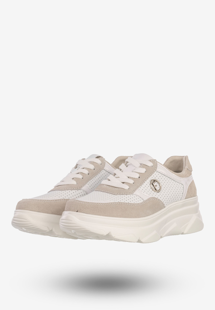 Sneakersy Damskie Skórzane Buty Na Platformie Sportowe Półbuty Białe Filippo