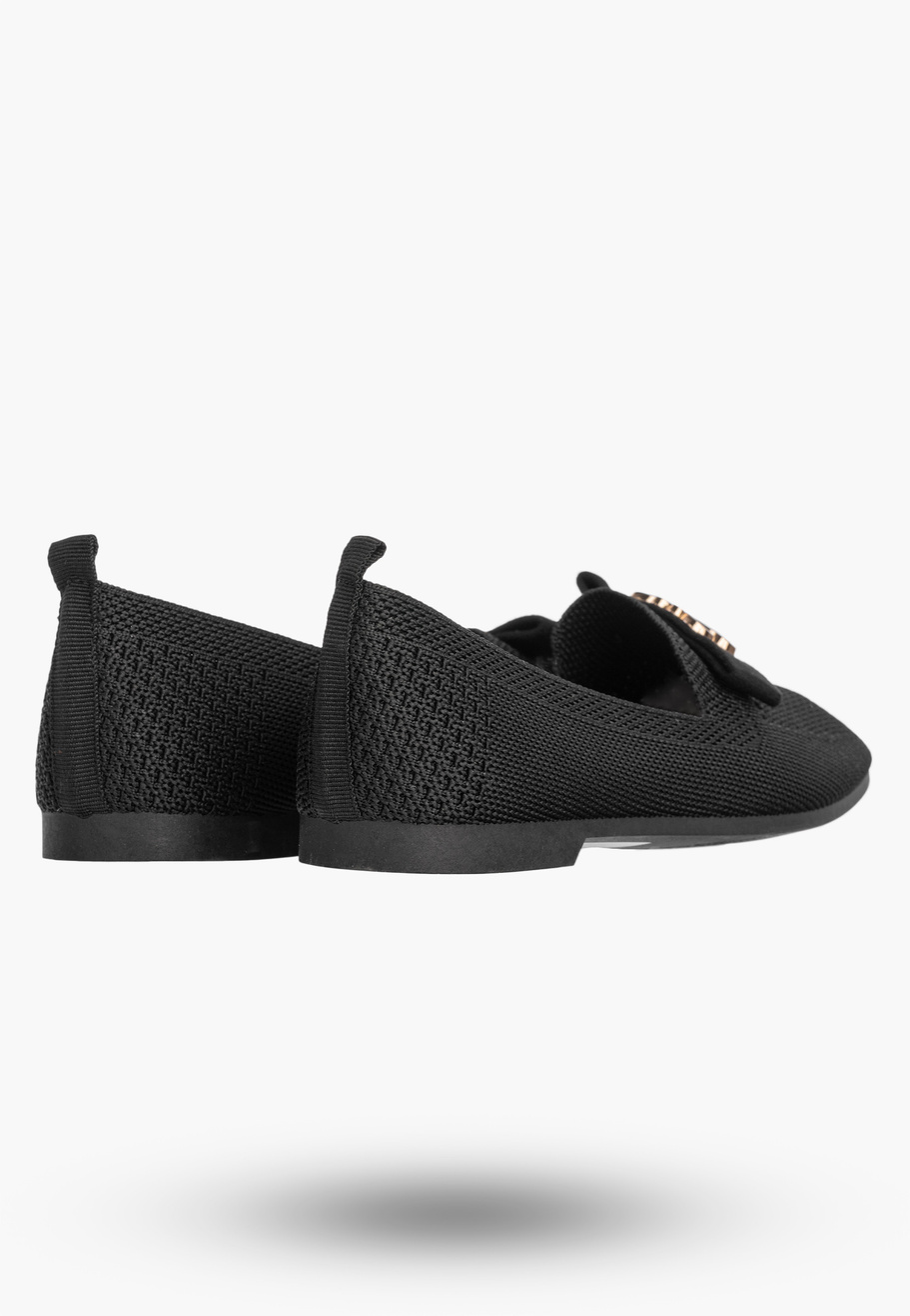 Mokasyny Damskie Wsuwane Buty Baleriny Eleganckie Półbuty Czarne
