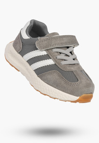 Sneakersy Dziecięce Buty Na Rzepy Sportowe Skórzana Wkładka Szare Apawwa