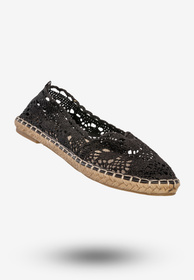 Espadryle Damskie Ażurowe Buty Wsuwane Na Wiosnę Lato Czarne