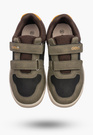Sneakersy Chłopięce Buty Sportowe Skórzana Wkładka Na Rzepy Khaki