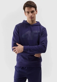 Bluza Męska 4F Z Kapturem Ocieplana Nierozpinana Sportowa Granatowa 4FWSS24TSWSM0950