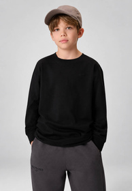 Koszulka Longsleeve Sportowa Chłopięca 4F Bawełniana Luźna Czarna 4FJWMM00TLONM459