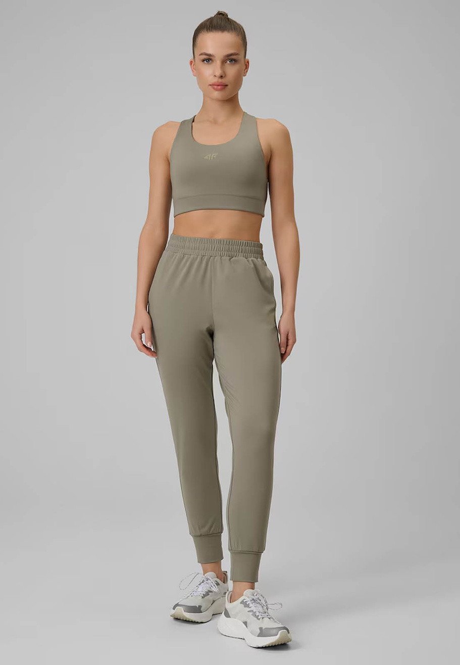 Spodnie Damskie 4F Sportowe Treningowe Szybkoschnące Jogger Oliwkowe 4FWSS26TFTRF1074