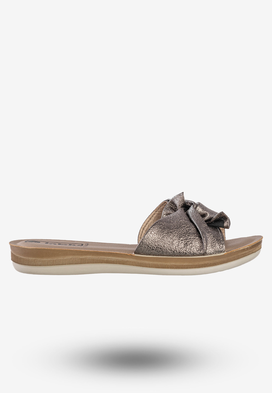 Klapki Casual Damskie Ekoskóra Buty Eleganckie Inblu Szare BA000012