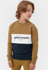 Bluza Chłopięca 4F z kapturem khaki JAW23TSWSM630-43S
