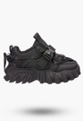 Buty Damskie Czarne Sneakersy na wysokiej podeszwie ocieplane 364