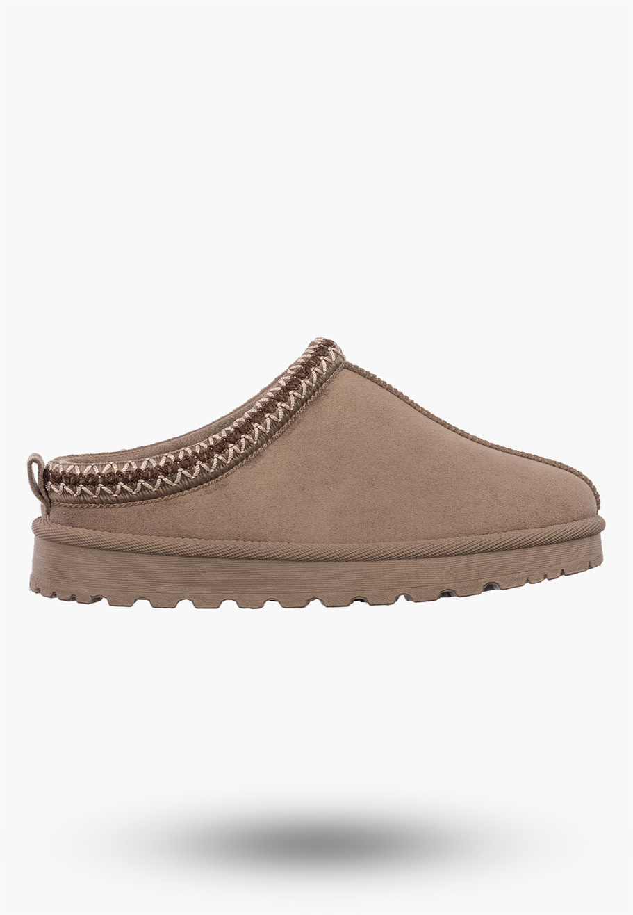 Kapcie Damskie Mukluki Krótkie Wsuwane Buty Chodaki Brązowe