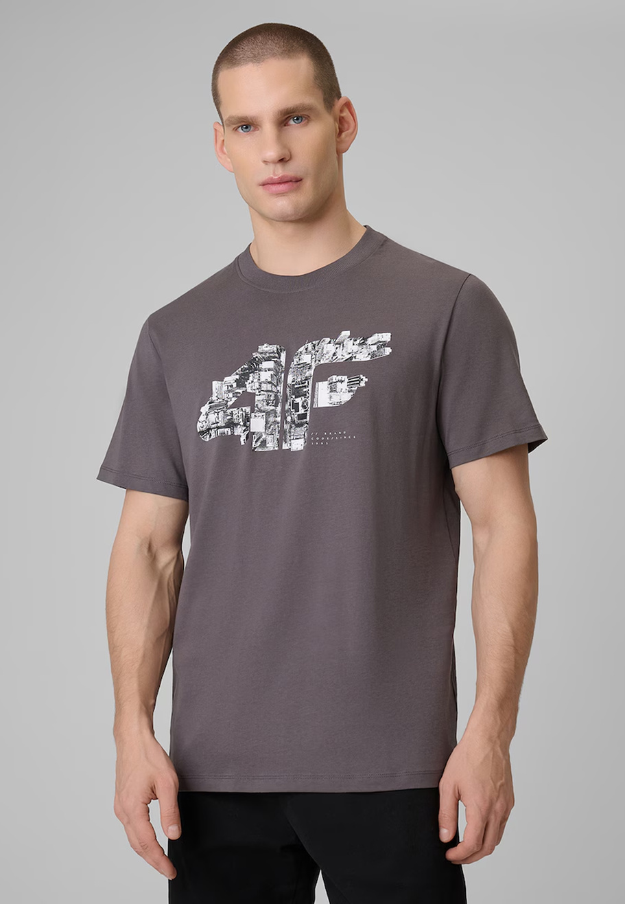 Koszulka Męska 4F T-Shirt Bawełniany Regular Sportowy Szary 4FWSS26TTSHM2659