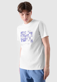 Koszulka Męska 4F T-shirt Biały z nadrukiem 4FRSS24TTSHM2107