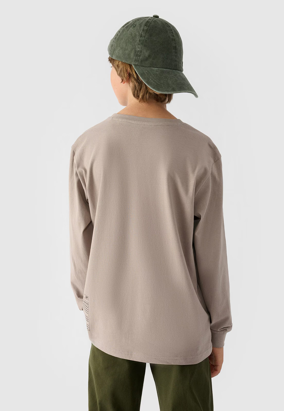 Longsleeve Chłopięcy 4F Regular Z Nadrukiem Szary 4FJWAW24TLONM294