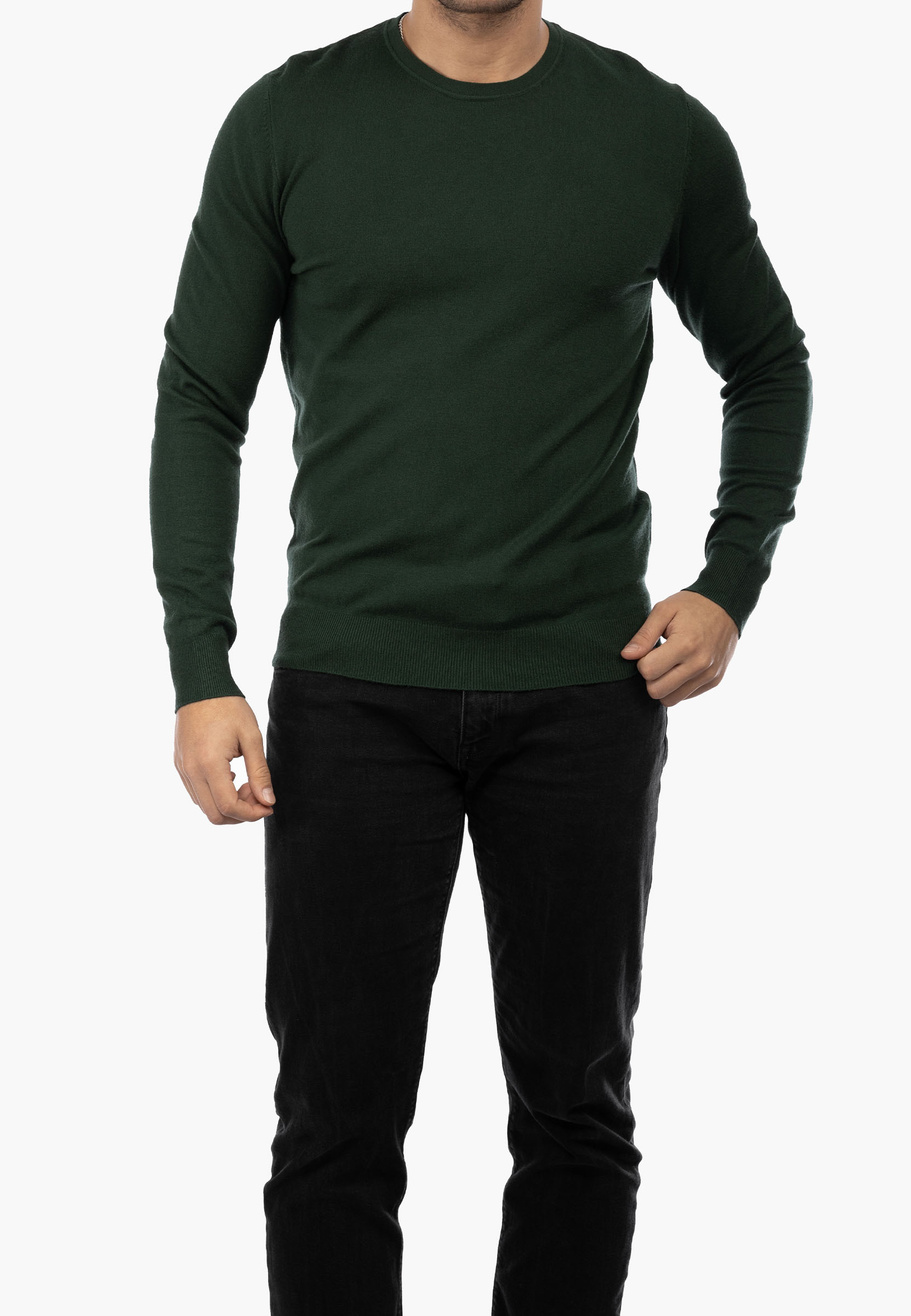 Sweter Męski Elegancki Klasyczny Basic Zielony S-Z-1-2024