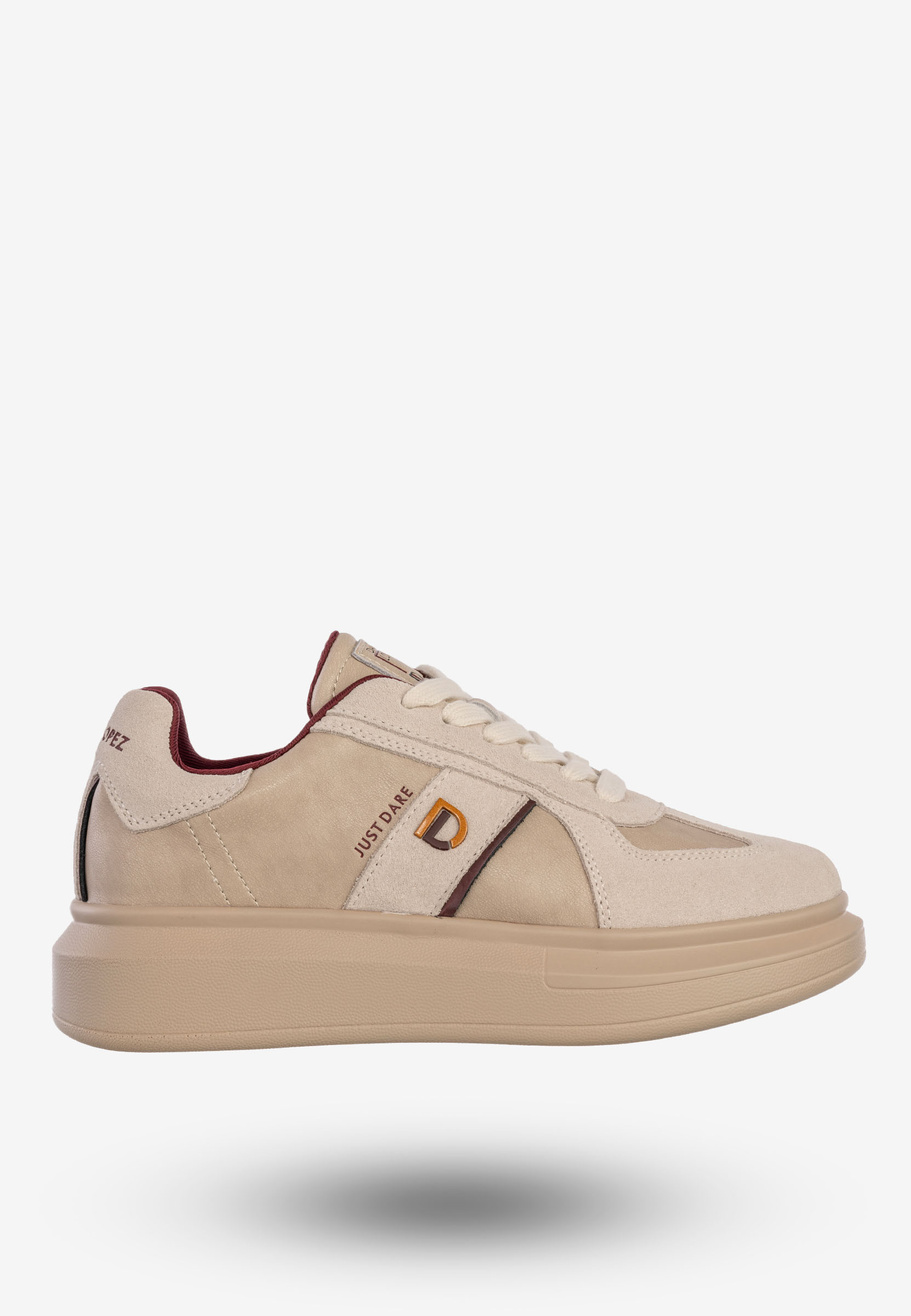 Sneakersy Damskie Skórzane Buty Na Platformie Półbuty Beżowe Daniel Lopez SS2D4003