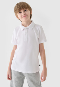 Koszulka Chłopięca 4F T-shirt Polo Biały 4FJWAW24TPTSM478