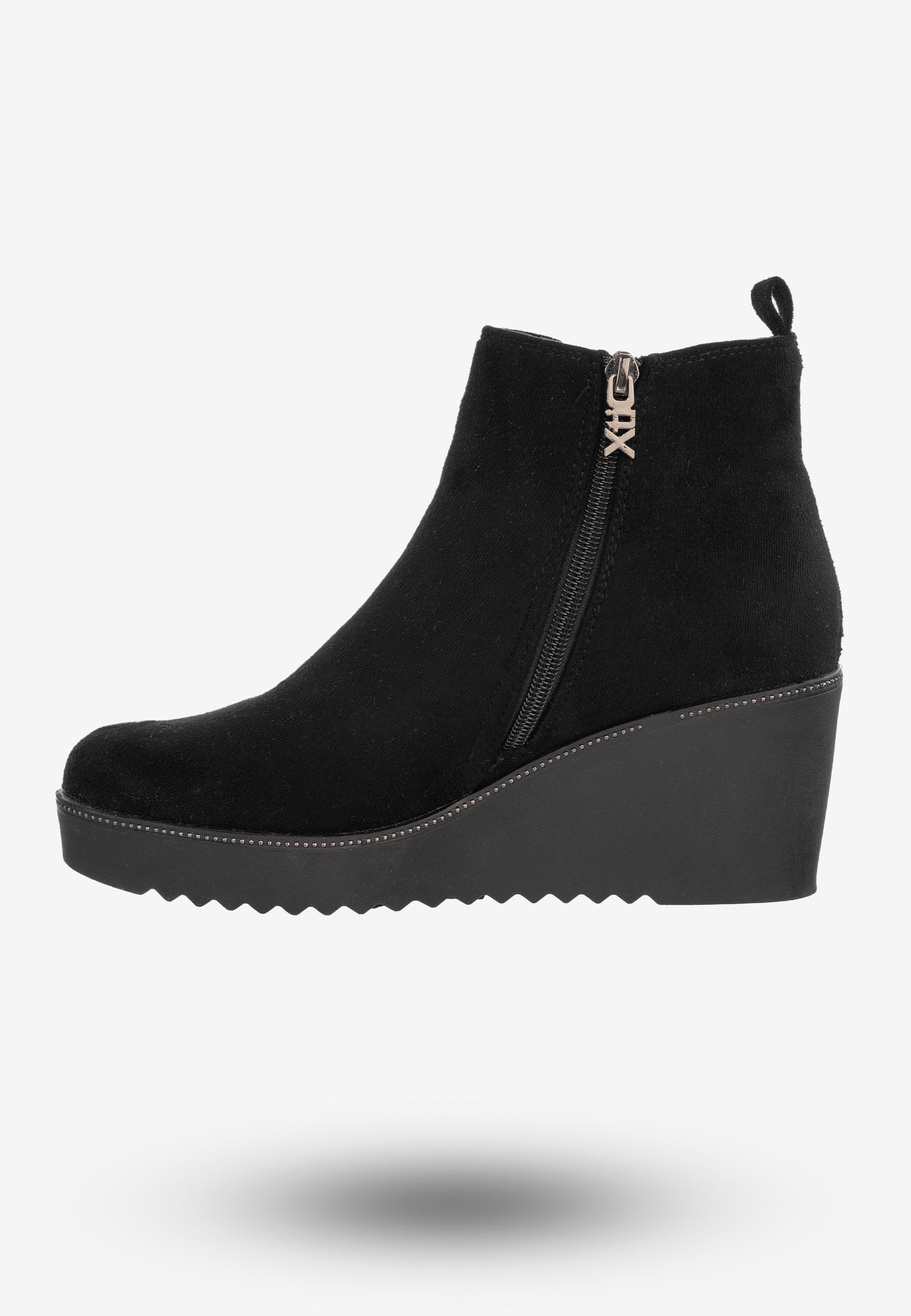 Botki Damskie Buty Na Koturnie Eleganckie Na Zimę Czarne 48451