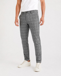 Spodnie Męskie Eleganckie Krata Slim Fit Garniturowe Wizytowe Szare