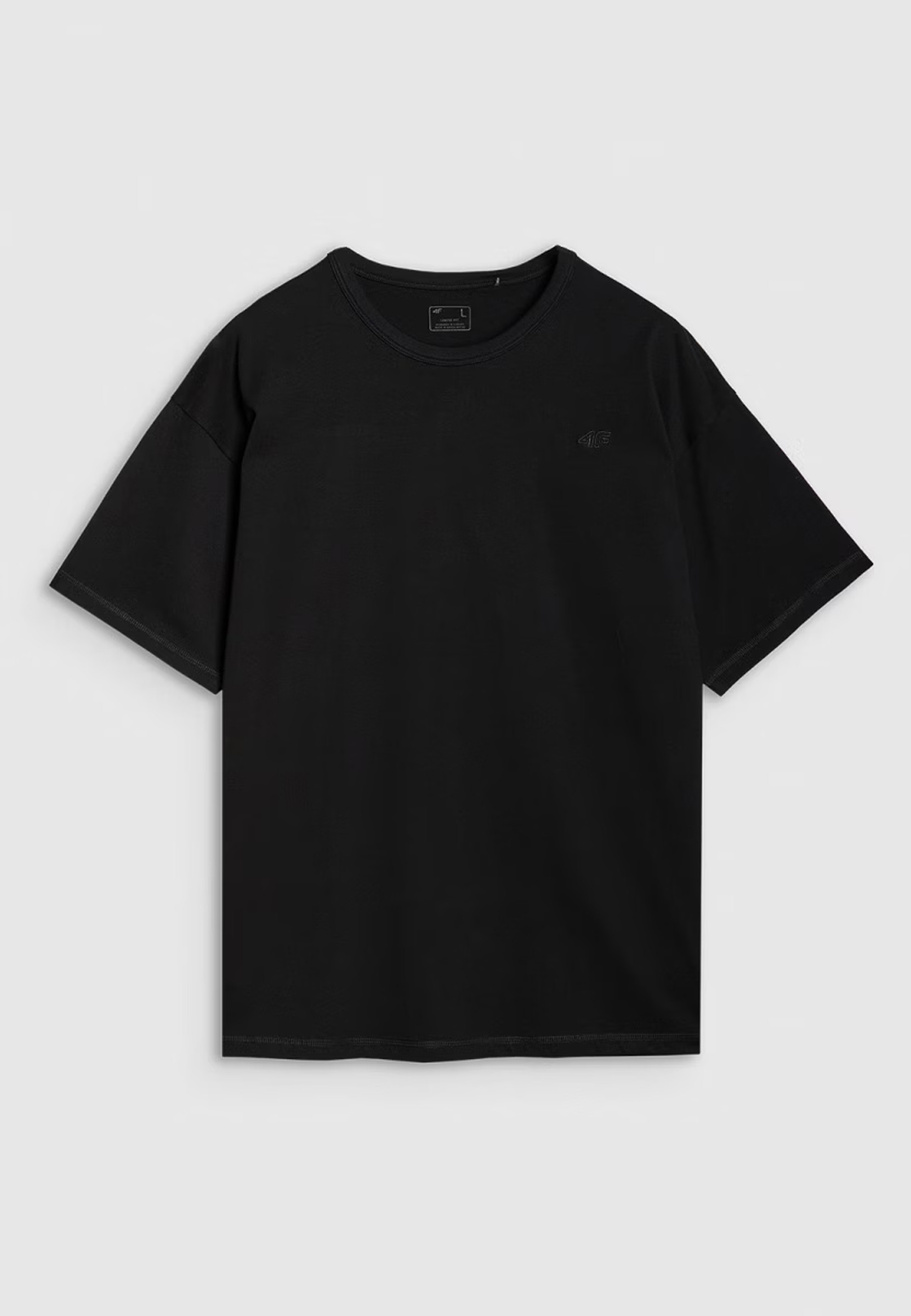 T-Shirt Uniseks 4F Oversize Koszulka z krótkim rękawem Czarna 4FWSS25TTSHU1972