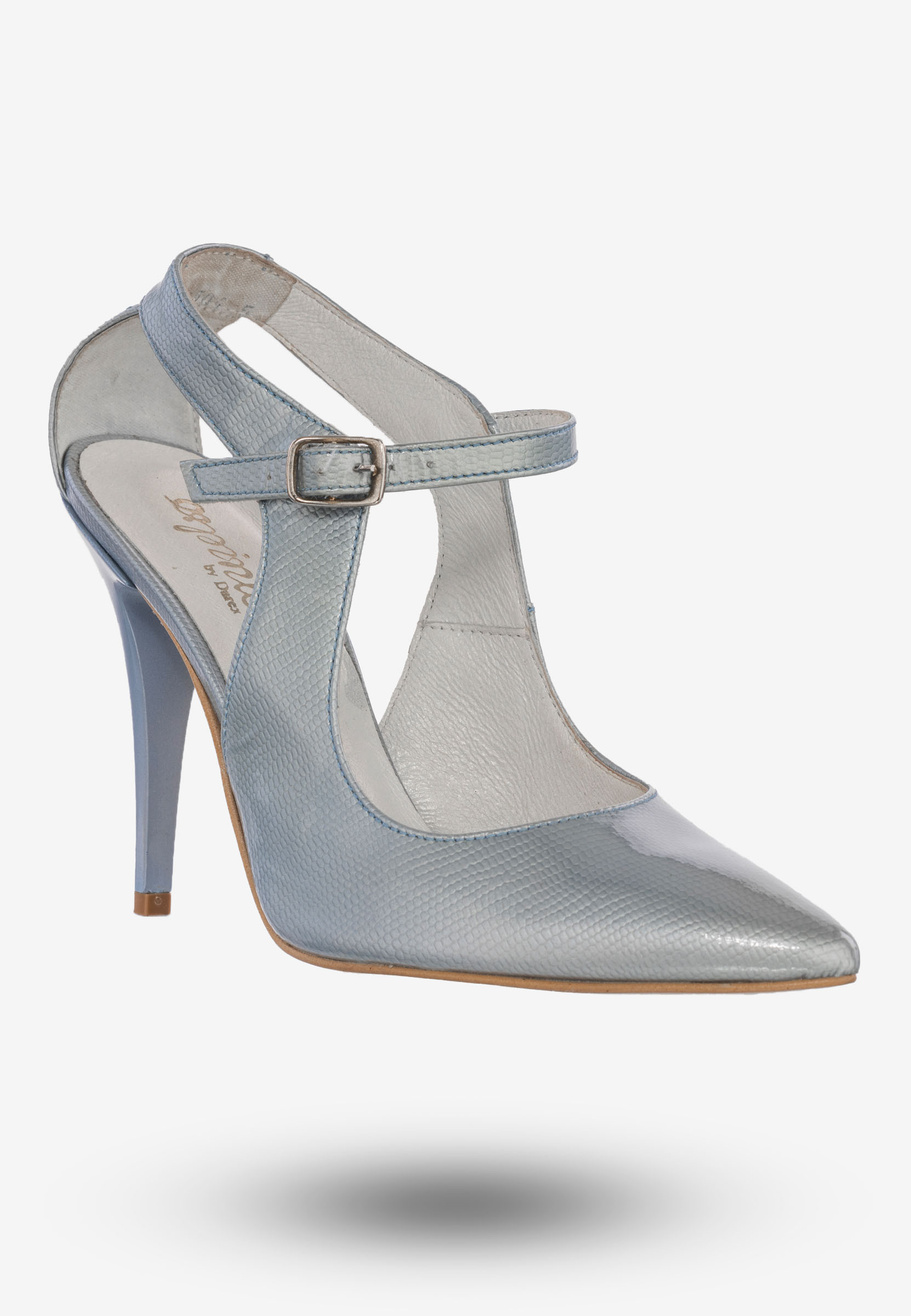 Szpilki Damskie Buty Skóra Naturalna Błękitne Darex C-359/6