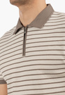 Koszulka Męska Polo Z Kołnierzykiem Elegancka Beżowa w paski
