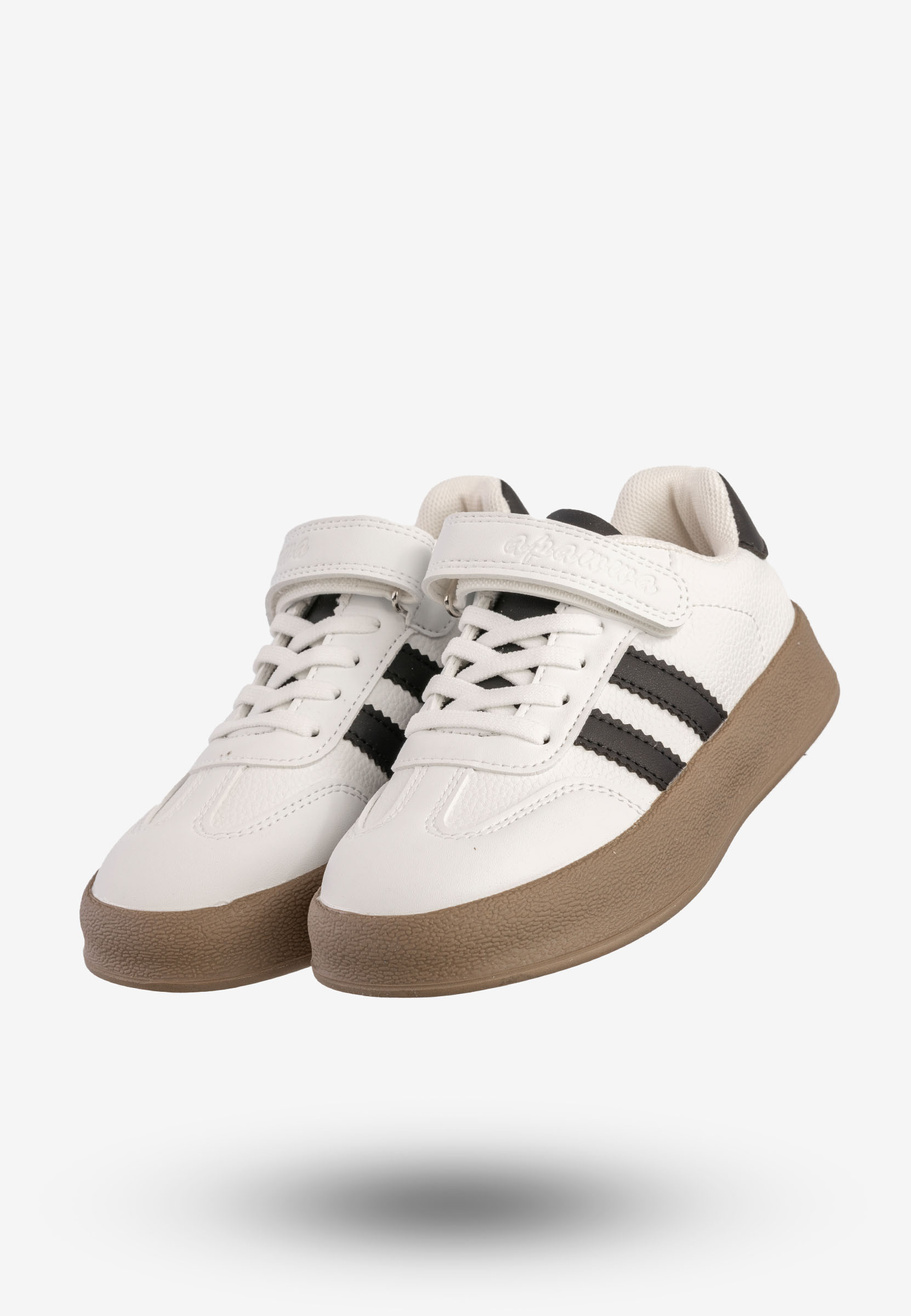 Sneakersy Dziecięce Ekoskóra Buty Sportowe Na Rzepy Białe Apawwa N1315R