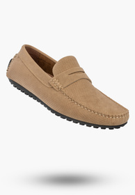 Mokasyny Męskie Ażurowe Eleganckie Wizytowe Buty Casual Beżowe Vanhorn