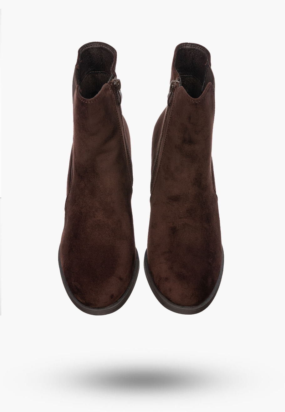 Botki Damskie Eleganckie Buty Na Obcasie Na Jesień Zimę Brązowe