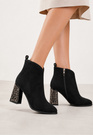 Botki Skórzane Damskie Na Słupku Eleganckie Panterka Czarne Gino Fabiani