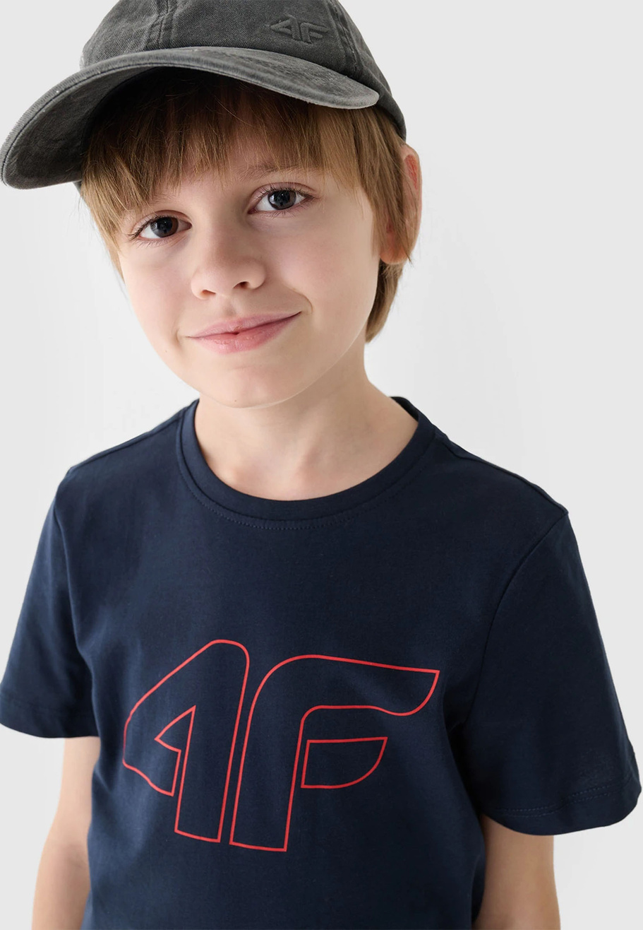 Koszulka 4F Granatowy T-shirt chłopięcy Regular 4FJWMM00TTSHM1627