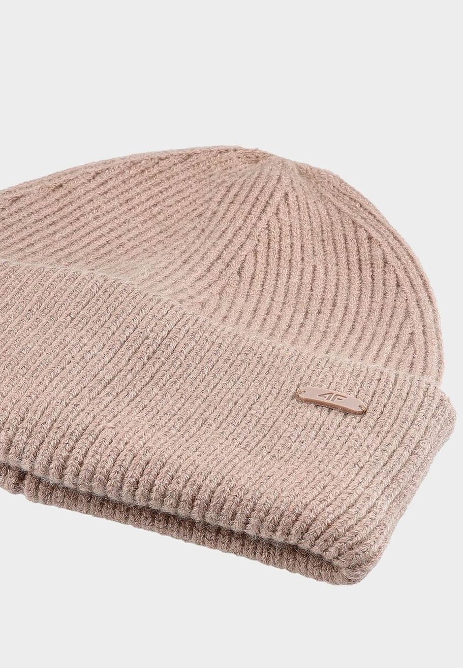 Czapka Damska 4F Zimowa Dzianinowa Beanie z Wiskozą Fioletowa z Wywinięciem 4FWAW24ACAPF447