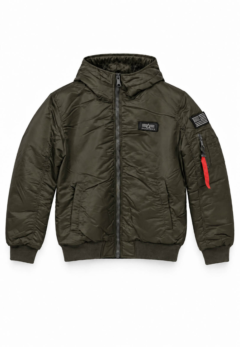 Kurtka Męska Bomberka Z Kapturem Ocieplana Nylonowa Casual Khaki