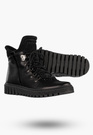 Botki Damskie Skórzane Buty Na Zimę Płaski Obcas Czarne Dolce Pietro 255-001-03-5